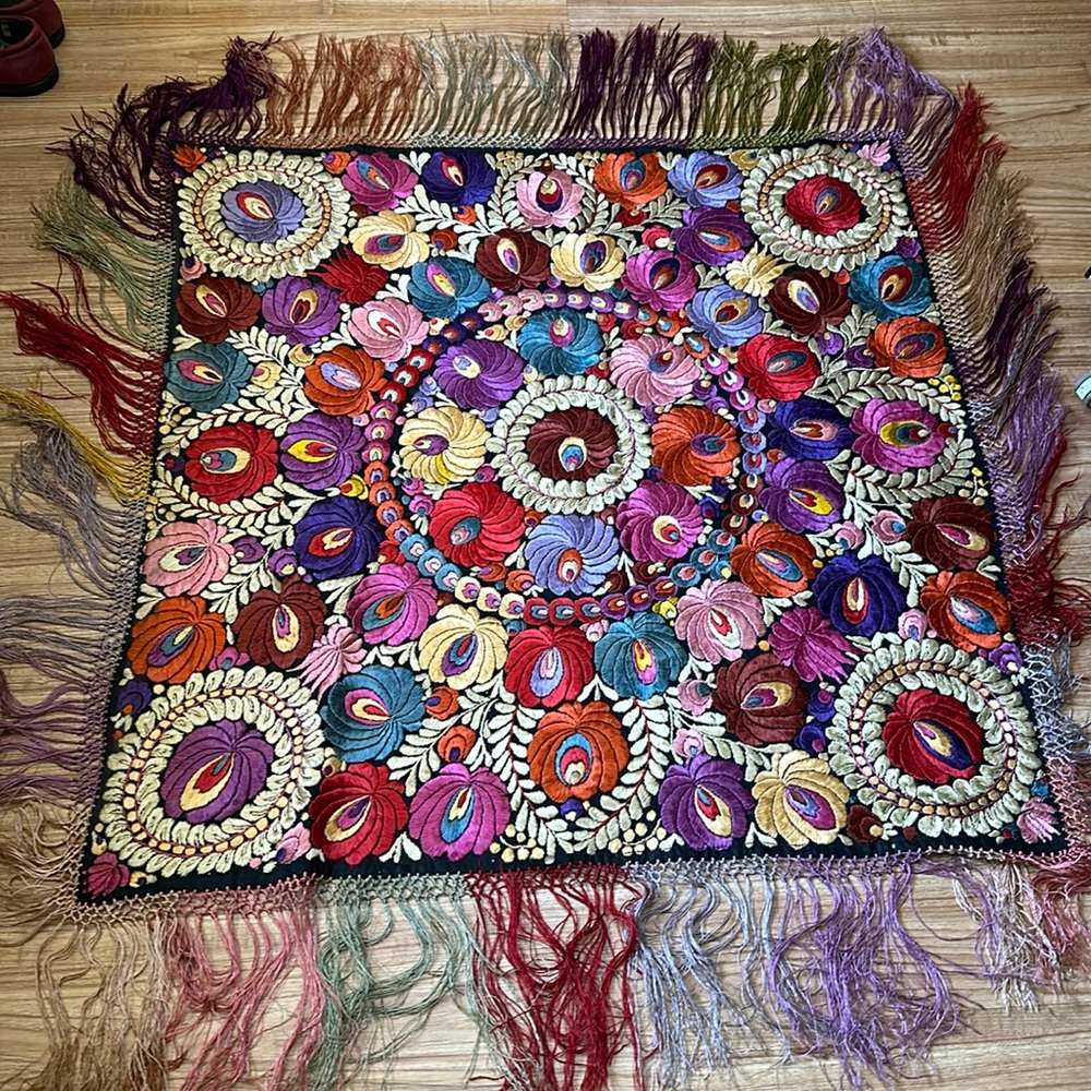 Early 20th century Hungarian silk embroidery “bridal shawl”.